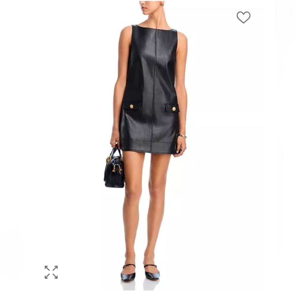 French Connection Dessa Faux Leather Black Sleeveless Mini Dress Size 4